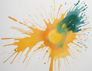 Wall Mural - yellow watercolor blot on a white isolated background