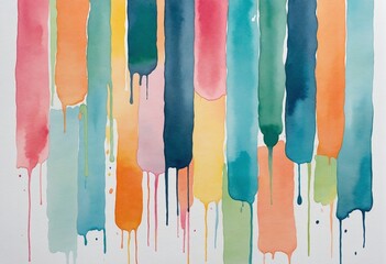 Wall Mural - summer-inspired watercolor painting with vibrant blues, oranges, pinks, and pastels in an abstract s