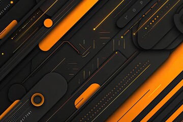 Minimalistic black and orange abstract background with clean lines