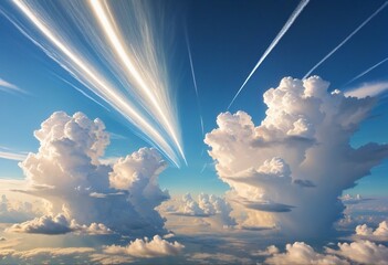 Wall Mural - heavenly vision: a man standing in abstract faith, looking towards the majestic sky