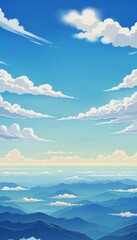 Canvas Print - Spring and summer meteorological scene with cumulus clouds in a bright and overcast sky background