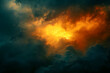 © Fernando Cortés - Golden Skies: Photorealistic 8K Image of Dark Cloudy Sky with Yellow Lighting