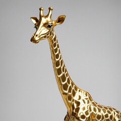 Long brown giraffe figurine standing in wildlife symbol illustration with gold decoration and transparent background