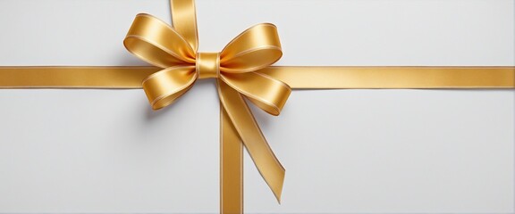 elegant gift packaging mockup with a shiny gold ribbon and bow cutout for christmas celebration