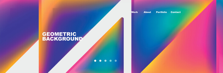 Colorful fluid gradient triangles and squares web site template. Vector Illustration For Wallpaper, Banner, Background, Card, Book Illustration, landing page