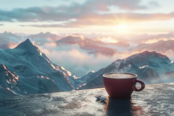 Poster - A single serving of coffee sitting on a table, ready to be consumed