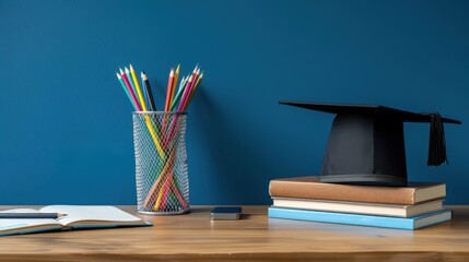 Canvas Print - The Graduation Cap and Books