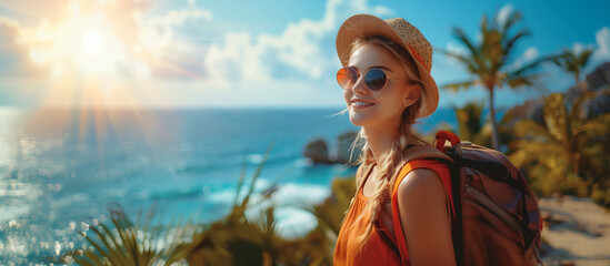 A beautiful girl travels to the sea