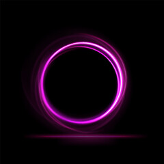 Poster - Glowing spiral. Abstract neon color glowing lines background. The energy flow tunnel. Shine round frame with light circles light effect.