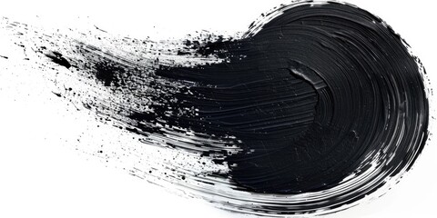 Poster - Close-up shot of a single black brush stroke on a white background