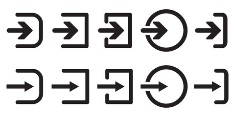 Poster - user logout icon set. logout exit icon symbol collection, website account log out line icon. lack ex