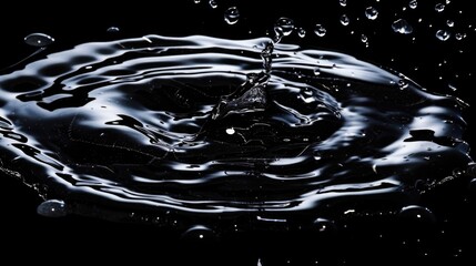 Poster - A single drop of water photographed in black and white, with a simple background