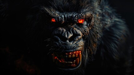 Aufkleber - A close-up view of a gorilla's face showing red eyes
