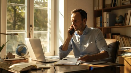 Poster - The man in home office