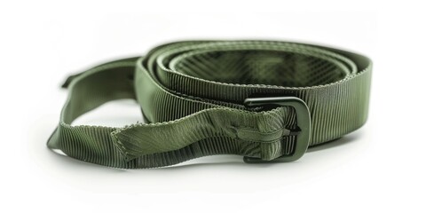 Poster - Close-up shot of a belt on a white surface, useful for commercial or lifestyle photography