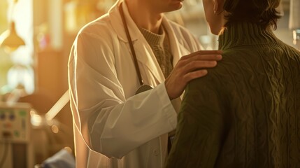 Wall Mural - The doctor comforting patient