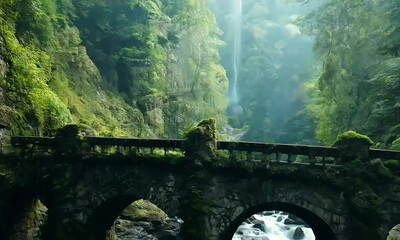 Canvas Print - old bridge over river