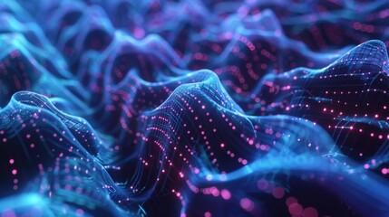 Poster - A detailed view of a collection of bright blue and pink LED lights