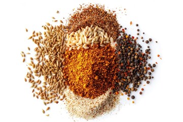 Sticker - A variety of spices arranged on a white surface