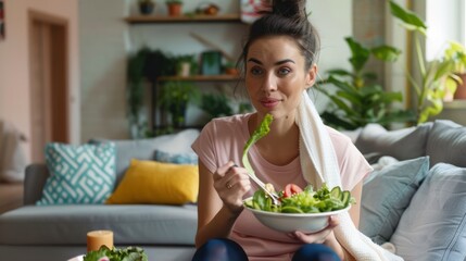 Sticker - The woman enjoying salad