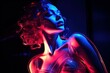 © juliars - The futuristic neon model concept featuring vivid lighting effects, cyber fashion, and modern creative portrait beauty in a vibrant artificial synthetic holographic visual display
