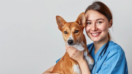 Poster - The veterinarian with dog