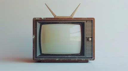 Poster - An old fashioned television with a blank white screen, perfect for illustrations and designs