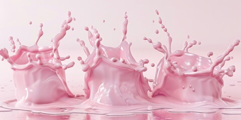 Aufkleber - A close-up shot of pink liquid splashing on top of each other, with a shallow depth of field to highlight the movement and texture