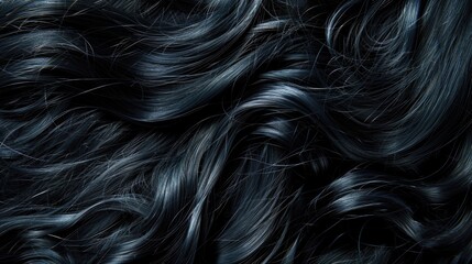 Wall Mural - A detailed view of black curly hair with loose curls and natural texture