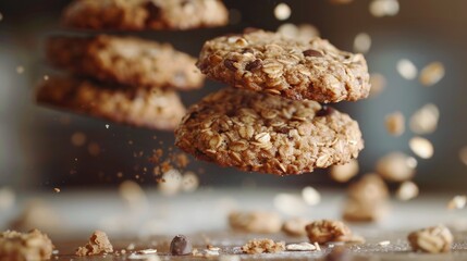 Poster - A close-up shot of a pile of cookies on a table, perfect for food and baking related content