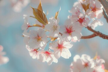 Poster - Close-up shot of a tree branch with blooming flowers