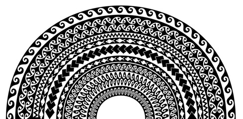 Wall Mural - Polynesian Maori traditional pattern design illustration. Perspective style. Tattoo and other design backgrounds 폴리네시아 마오리 전통 문양 패턴 디자인