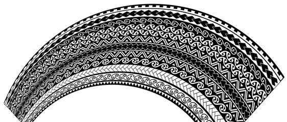 Wall Mural - Polynesian Maori traditional pattern design illustration. Perspective style. Tattoo and other design backgrounds 폴리네시아 마오리 전통 문양 패턴 디자인