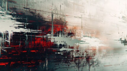 Poster - A vibrant abstract art piece featuring bold red and black colors on a wall