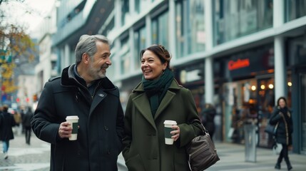 Wall Mural - The couple enjoying a walk