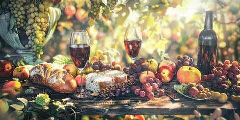 Poster - A colorful table filled with various dishes and snacks, suitable for a party or gathering