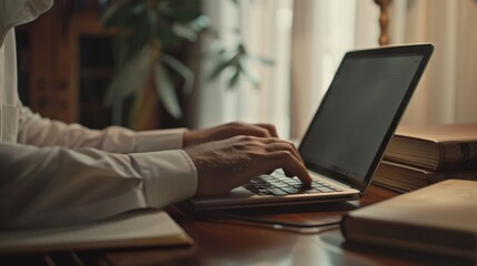 Canvas Print - Hands Typing on Laptop