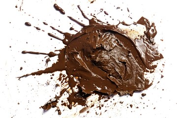 Poster - A close-up shot of a rich, mocha-colored chocolate cake on a clean, white surface