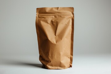 Wall Mural - A brown paper bag sitting on a table, suitable for use in still life photography or as a prop in various settings