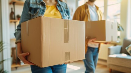 Canvas Print - Couple with moving boxes