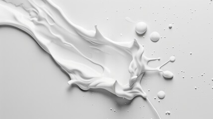 Poster - A close-up shot of milk splashing onto a white surface, useful for backgrounds or still life photography