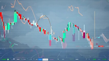 Poster - Stock market or forex trading graph and candlestick chart suitable for financial investment concept. Economy trends background for business idea and all art work design. Abstract finance background.