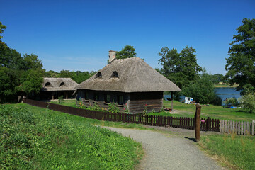 Wall Mural - Old traditional wooden huts on Lednica Island, Lednica, Poland