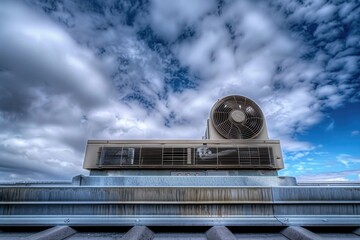 Poster - Large air conditioner unit installed on the rooftop, perfect for commercial or residential use