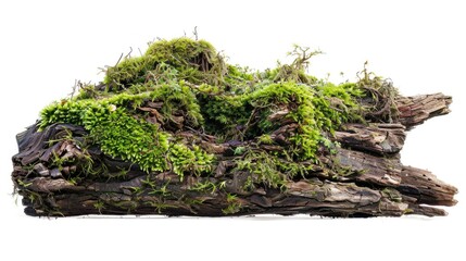 Poster - A close-up shot of a piece of wood covered in moss and lichen, perfect for nature-themed designs or as a texture element