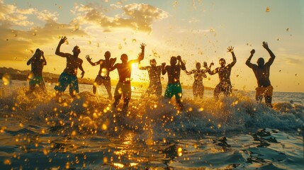 Canvas Print - The Group Celebrating at Sunset