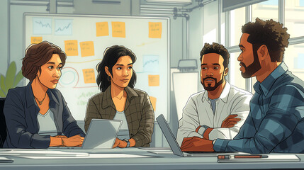 Poster - Diverse team of professionals having a productive meeting