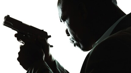 Poster - A man holds a gun, suitable for various scenes and contexts