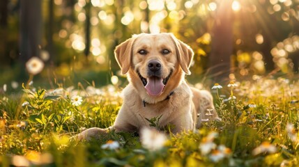 Poster - A Dog in Sunlit Meadow