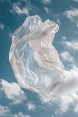 Poster - A white plastic bag drifting in mid-air, potentially with environmental or littering implications